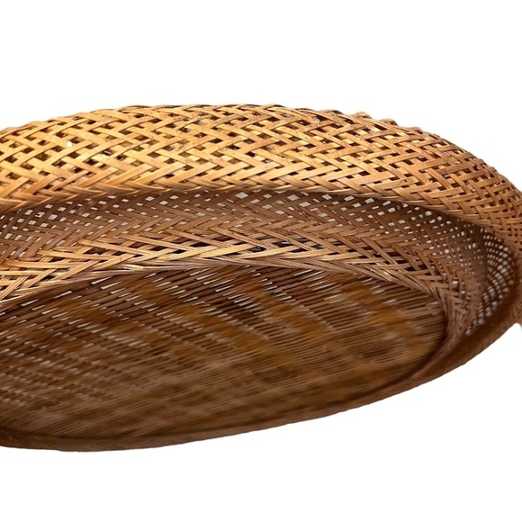 SET OF TWO Vintage 1970s Wicker Peacock Wall Hanging Boho Rattan Woven Art - Picture 10 of 13